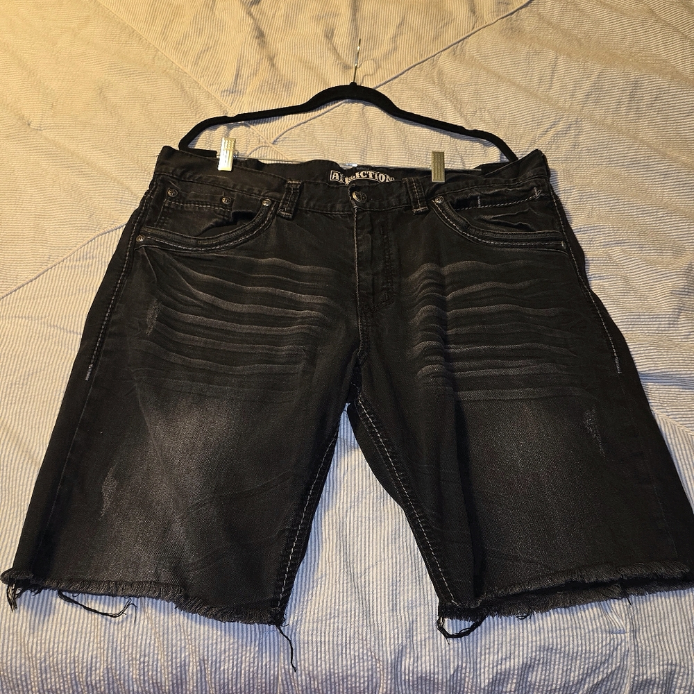 Affliction Cutoff Jean Shorts Blake Size 40 Black
